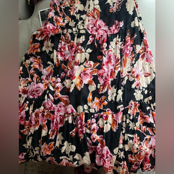 Anthropologie Blossom 100% Cotton Maxi Dress In Pink/ Black Motif Size S - Picture 12 of 16